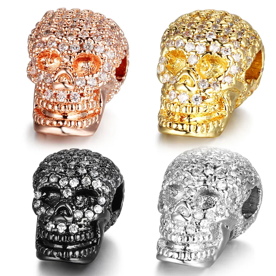 

Punk style Skull shape White Cubic zircon Space Beads for DIY Bracelet Jewelry Making Bead charm Bracelets Accessories