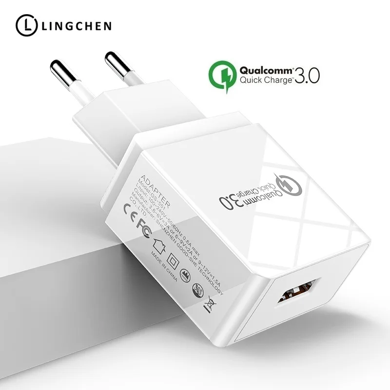 LINGCHEN QC 3,0 Быстрая зарядка USB зарядное устройство для samsung Galaxy S9/S8/S7 3,0 зарядное устройство для мобильного телефона быстрое зарядное устройство для Xiaomi huawei