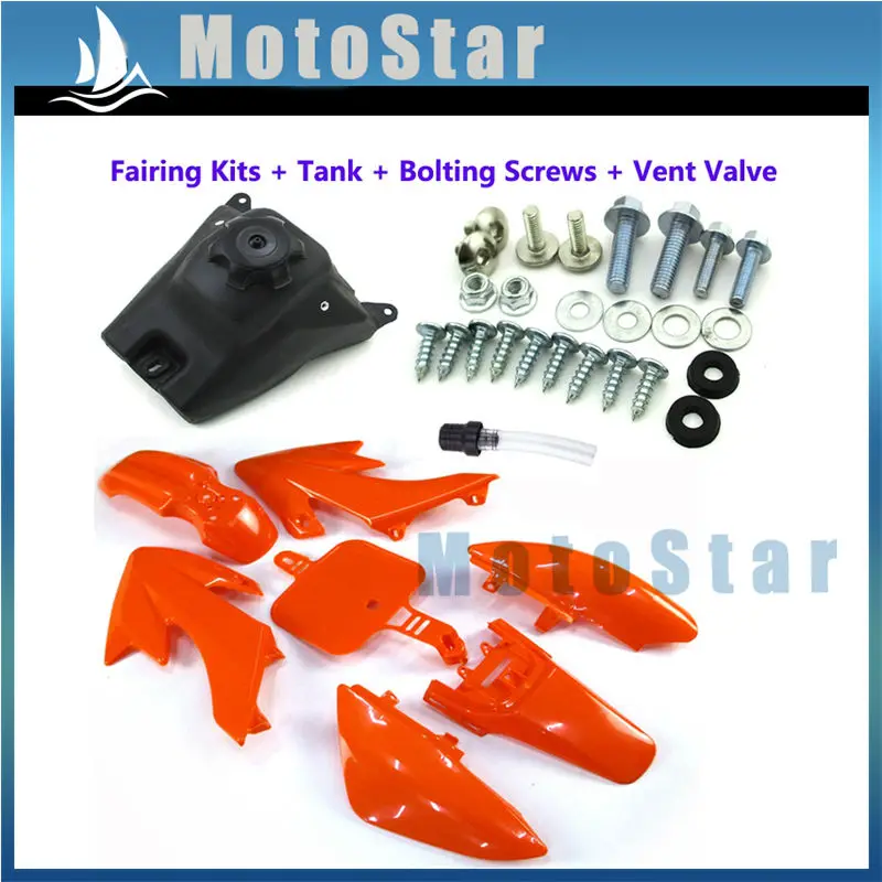 Orange Plastic Fairing Fender Kits + Screws + Gas Fuel Tank + Vent