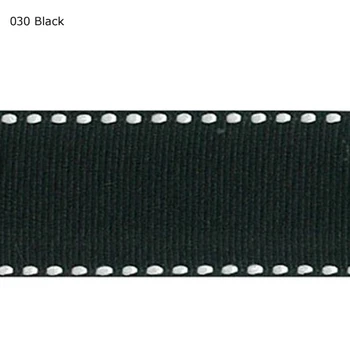 

1" inch 25mm White saddle stitched Black ribbon