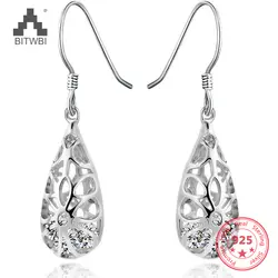 925 серебряные Подвесные серьги ювелирные изделия циркон серьги для Для женщин AAA обручальное кольцо с австрийским кристаллом серьги уха