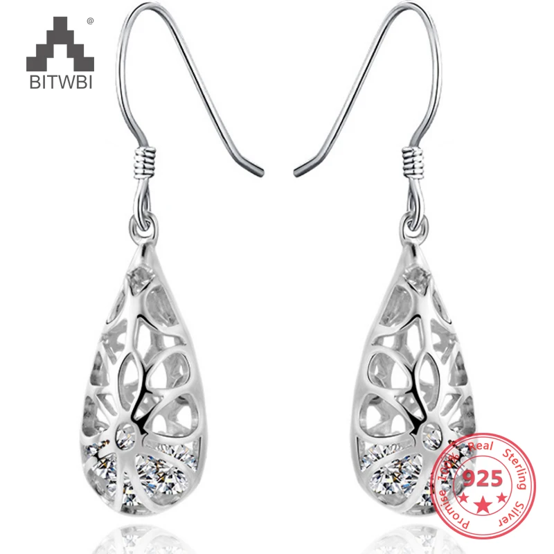 

925 Silver Dangle Earring Jewelry Zircon Drop Earrings for Women AAA Austria Crystal Wedding Earrings Ear brincos Pending Mujer