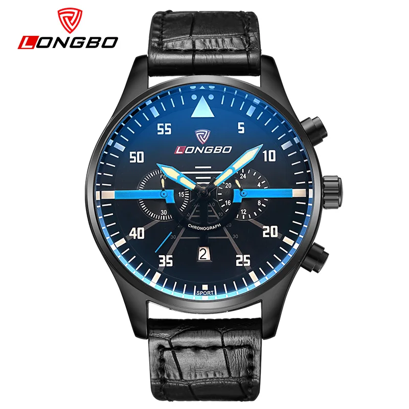 

LONGBO Fashion Men Watches Black Sport Wristwatch Man Luminous Date Quartz Watch for Boys Male Clock Hodinky Relogio Masculino