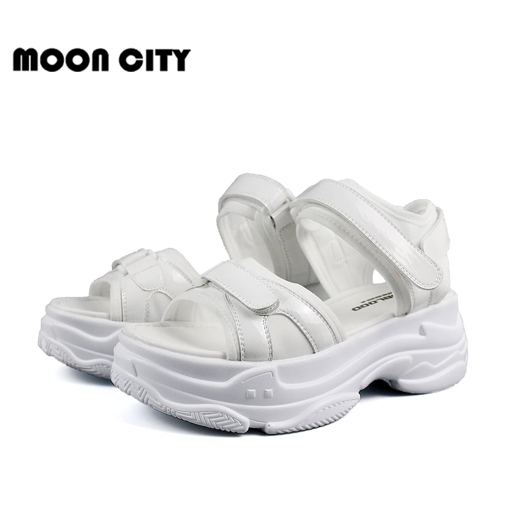 

Summer Sandals 2019 Fashion Platform Sandals For Women Hook & Loop White Causal Bech Shoe Woman Sandales Brand Women's sandals