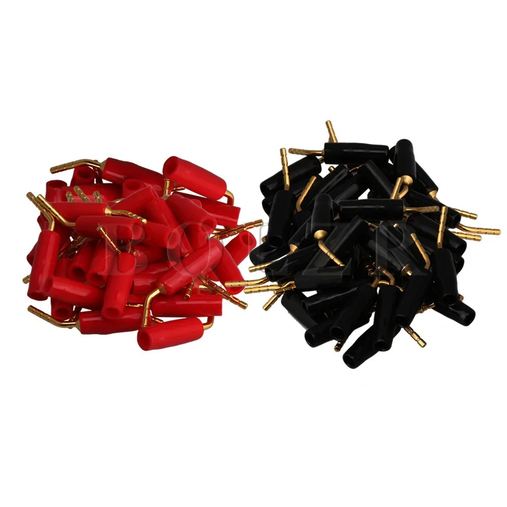 

BQLZR 2mm Red Black Gold-plated Copper Plastic Banana Plugs Adapter Speaker Audio Wire Cable Connector Pin Pack of 50