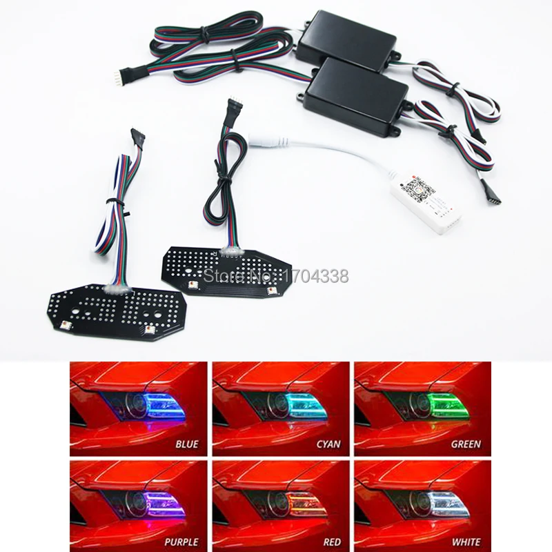  1 Set RGBW Multicolor LED DRL Board Lighting Kit For 2013-2014 Ford Mustang Smartphone Remote Contr