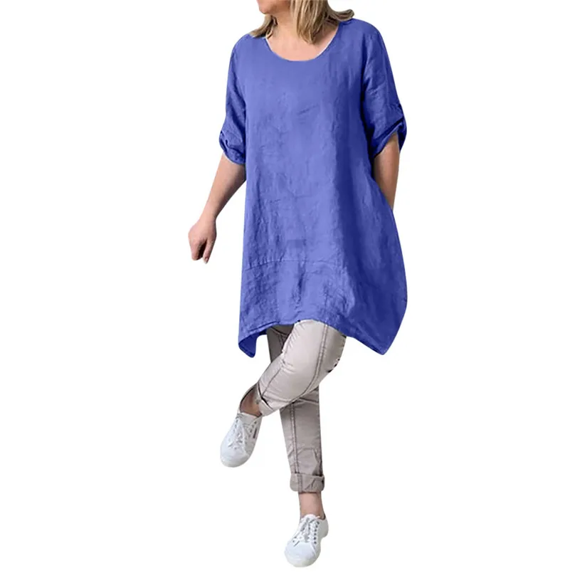 Dresses Женское летнее стильное хлопковое Повседневное платье с круглым вырезом больших размеров, женское платье с коротким рукавом, Пляжное праздничное однотонное платье, женские платья, Vestido 4EM - Цвет: Dresses