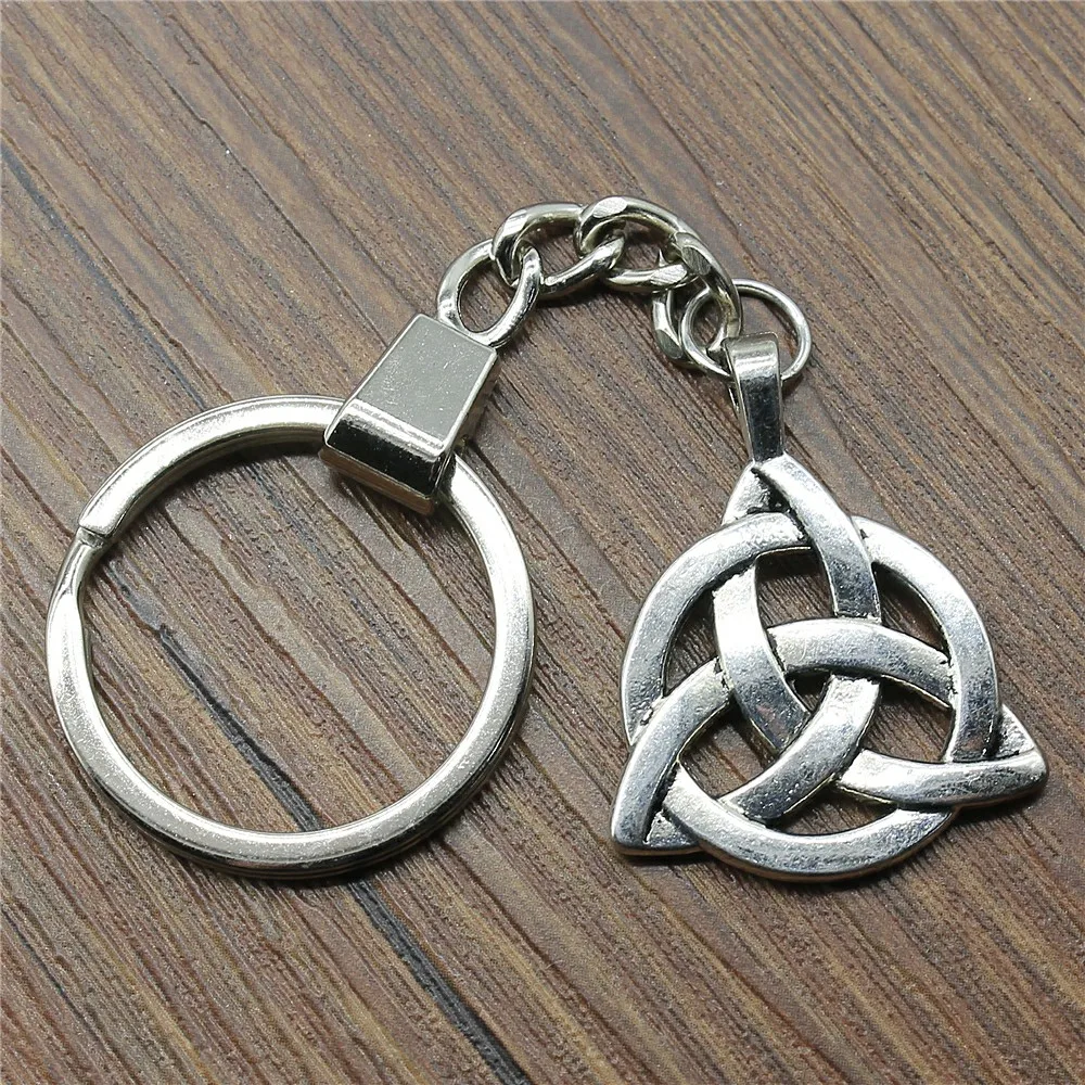 

35x27mm Triquetra Symbol Key Ring Vintage New Fashion Metal Key Chain Party Gift Dropshipping Jewellery
