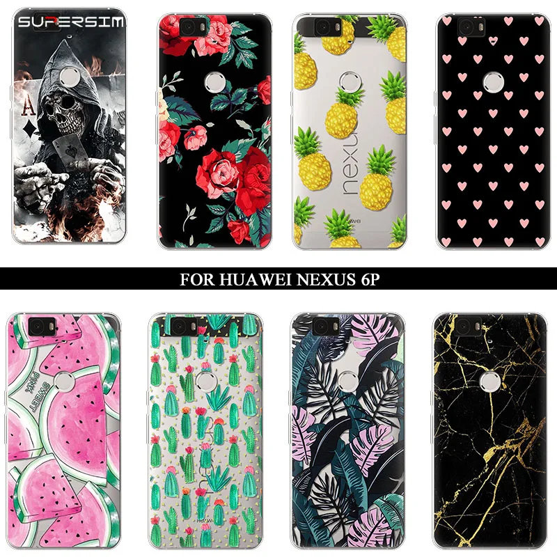 

Case for huawei nexus 6p Case Silicone Ultra Thin Soft TPU Rubber Transparent Clear Back Cute Cartoon Print Luxury Coque Cover