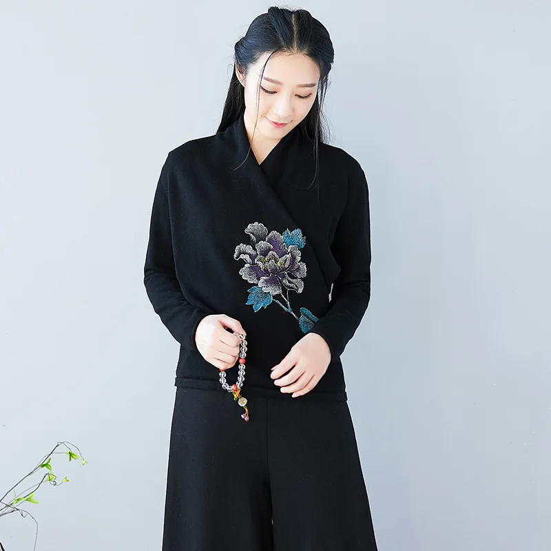 Женская одежда в китайском стиле Hanfu 2019 Весенняя винтажная ретро-рубашка