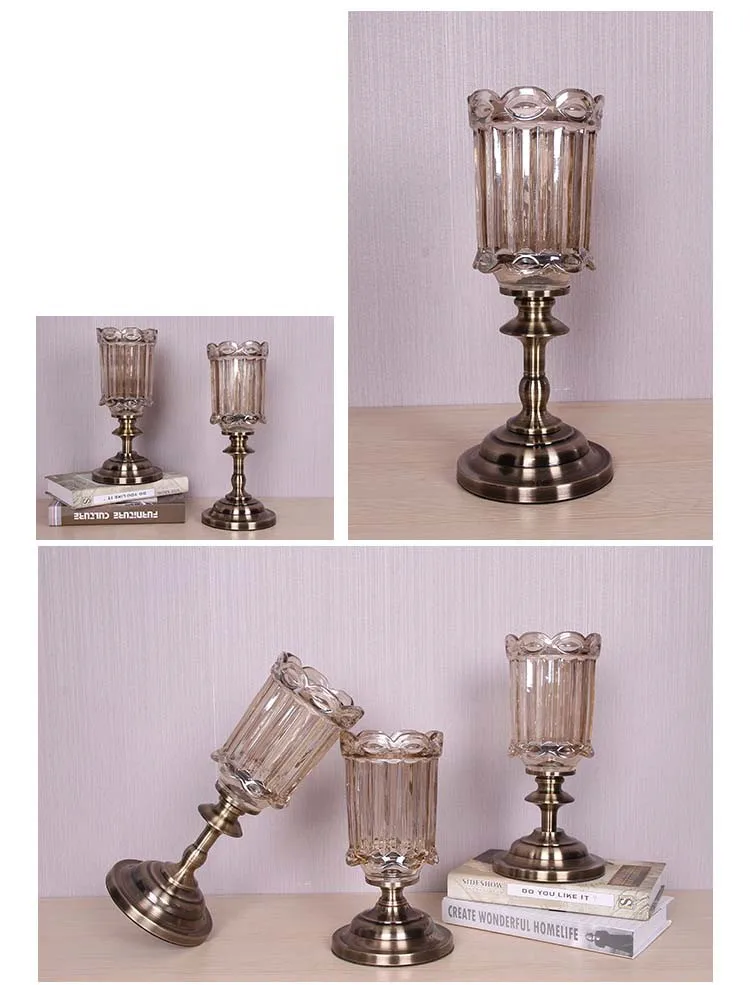Европейская классическая прозрачная стеклянная ваза с металлическим дном, держатель для цветов, предметы интерьера свадебные украшения, Гидропоника