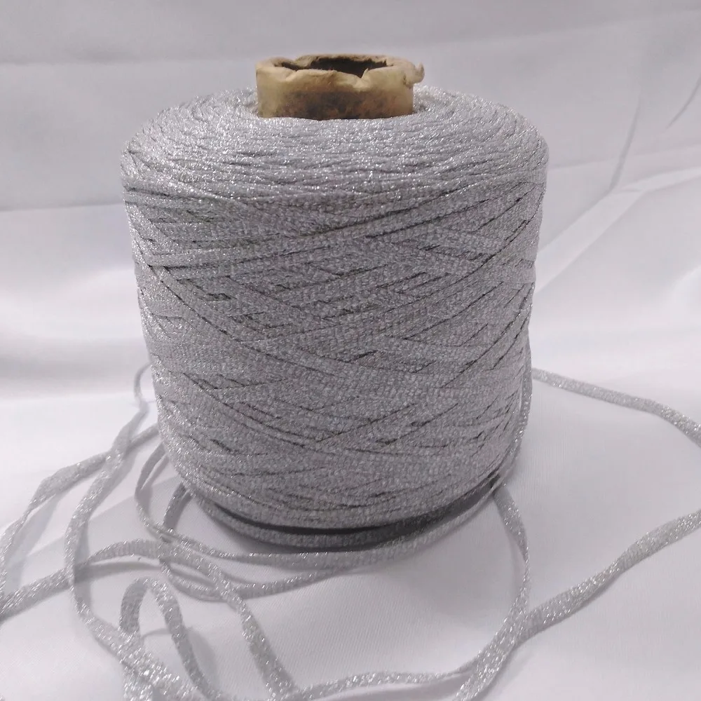 metallic ribbon yarn 500gram gold silver crochet flat yarnin Yarn from