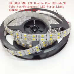 5050 SMD 12 В 120 120leds/М Двухрядные 600 Светодиодов Номера для Водонепроницаемый/IP65 СВЕТОДИОДНЫЕ Полосы Света RGB/Белый/Теплый Белый