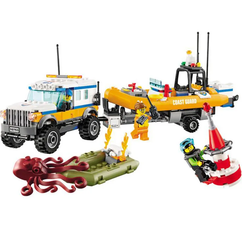 

Bela 10753 367Pcs City Coast Guard 4 x 4 Response Unit building blocks DIY Educational bricks toys gift for children with 60165