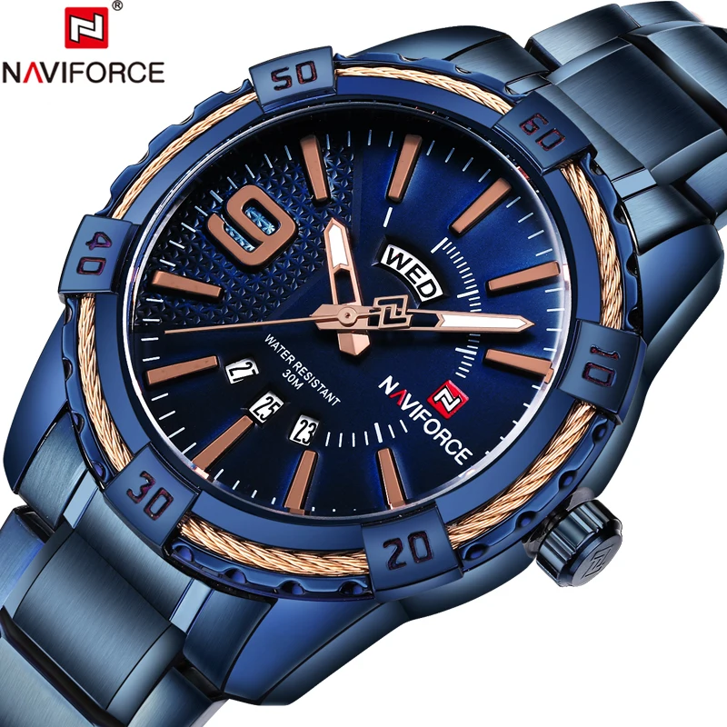 Beste Top Brand NAVIFORCE Luxe Mannen Mode Sport Horloges mannen Quartz Datum Klok Man Rvs Polshorloge Relogio Masculino