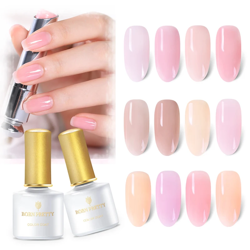 

BORN PRETTY UV Gel Nail Polish 6ML Semi-transparent Opal Jelly Nail Gel Polish Pink Varnish Soak Off UV Led Nail Art Laquer