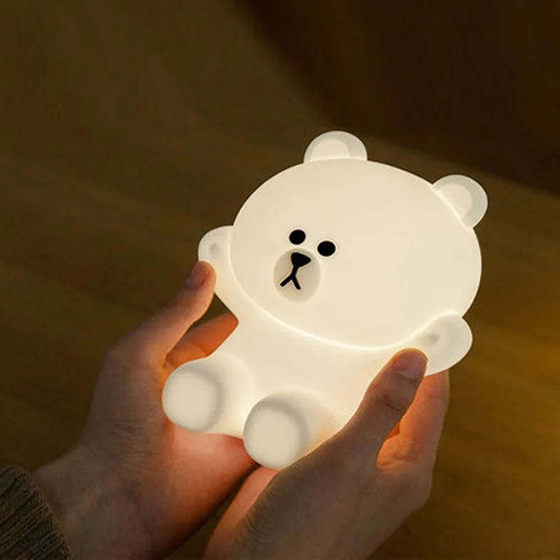 

LED Night Light Cute Bear Rabbit Table Lamp Silicone USB Rechargeable Bedside Lamp For Babyroom Bedroom Wedding Decoration Gift