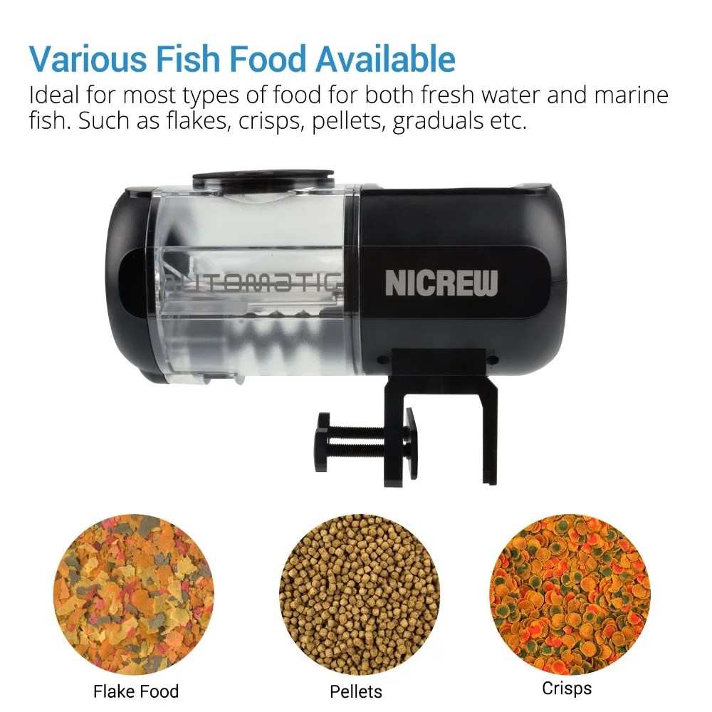 NICREW Electronic Automatic Fish Feeder Food Dispenser Timer Automatic