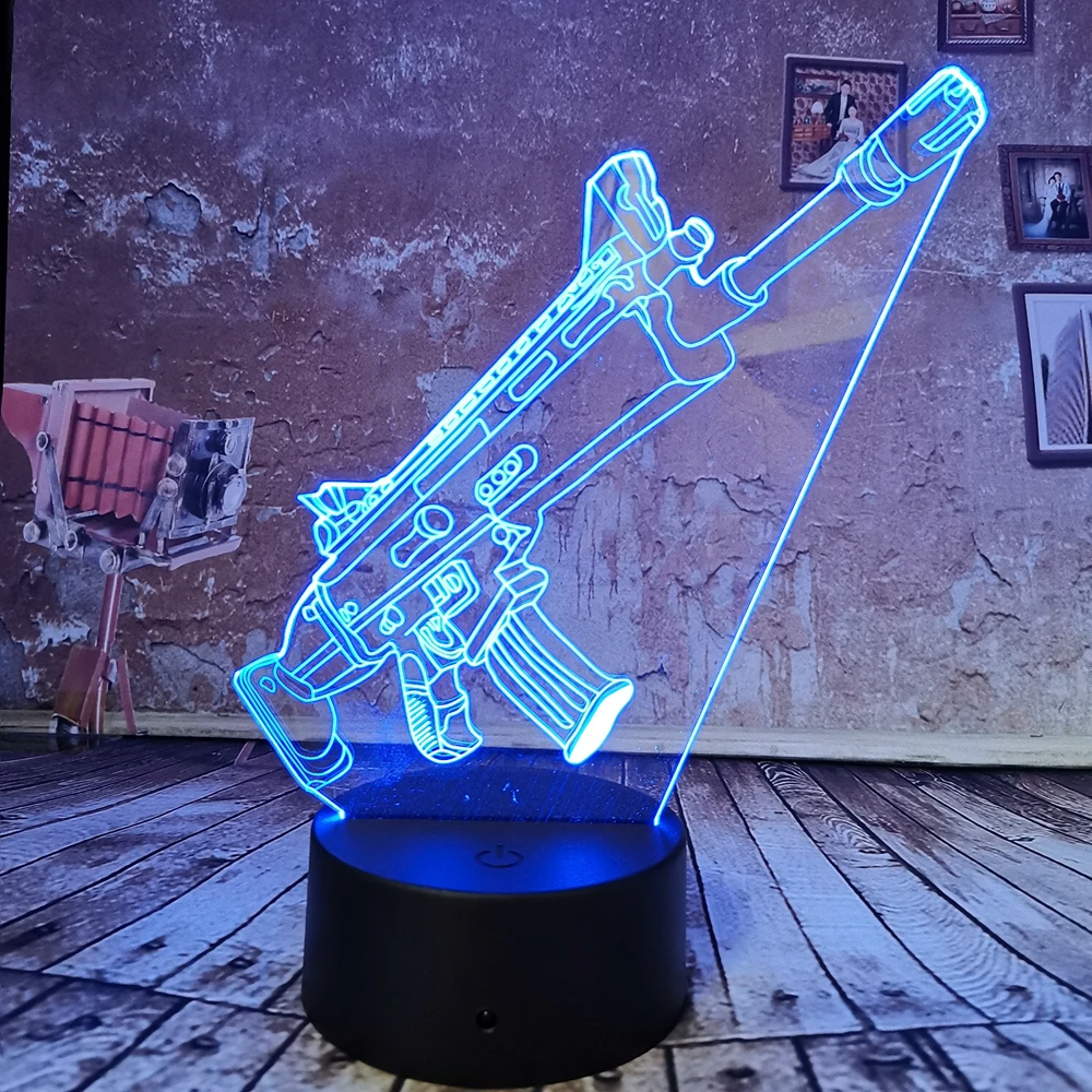 Новый боевой Royale игра крутая 3D Светодиодная лампа PUBG TPS SCAR-L ночник 7 градиентный