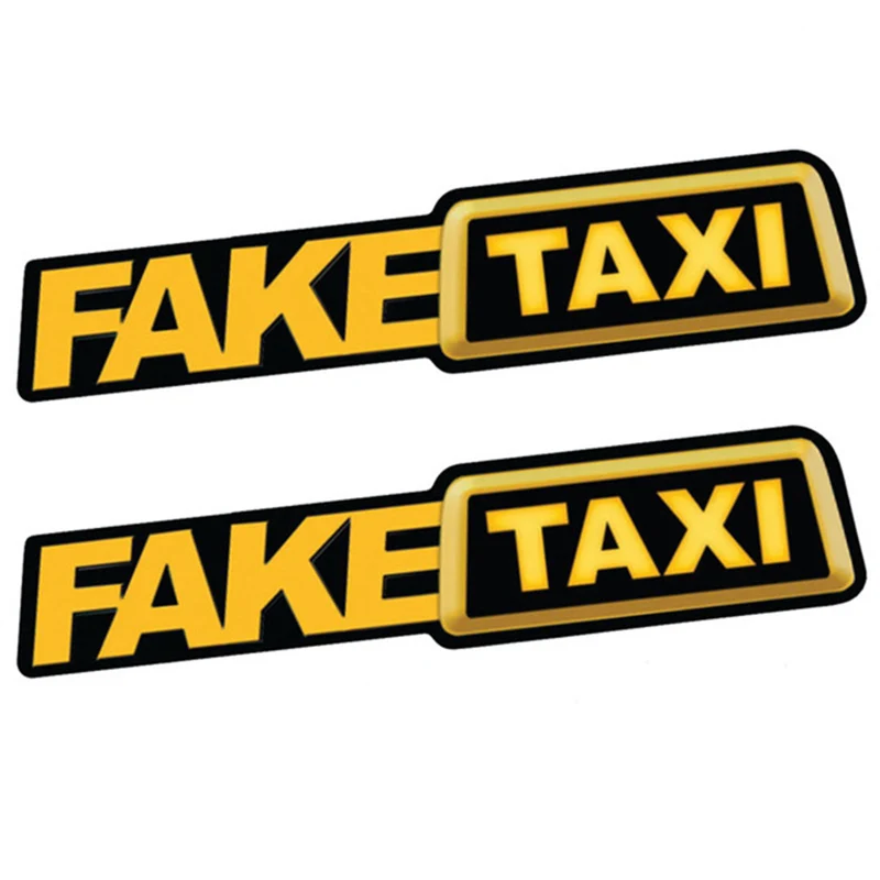 

2Pcs FAKE TAXI Car Sticker Decal Emblem Self Adhesive Vinyl Stickers for Car Van Car Styling