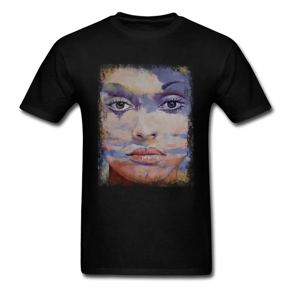 MONA LISA T-shirts for Men Leisure Summer T Shirt Short Sleeve Slim Fit Street Tee-Shirts Round Collar 100% Cotton Fabric MONA LISA black