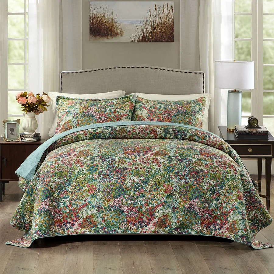 Комплект хлопкового стеганого одеяла CHAUSUB с цветами 3 предмета|cotton quilt|cotton quilts