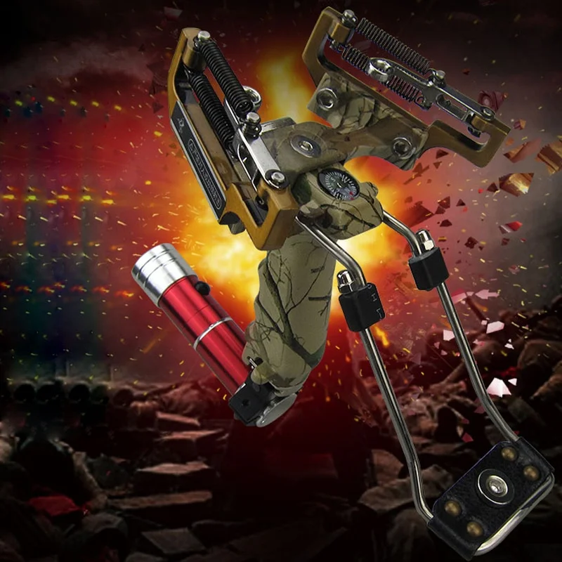 Hot New Powerful Laser Slingshot with Infrared Flashlight Stainless Steel Alloy Slingshot for Outdoor Shooting Hunting