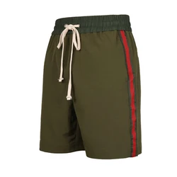 2018 Men's Fashion Cotton Side Printed Shorts Casual Elastic Waist Vintage Trousers Sweat Army green black Loose shorts Summer 2018 Men's Fashion Cotton Side Printed Shorts Casual Elastic Waist Vintage Trousers Sweat Army green black Loose shorts Summer