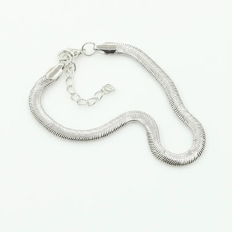 Модный металлический плоский браслет на ногу со змеиной цепочкой для женщин, пляжный браслет на лодыжке, ювелирное изделие