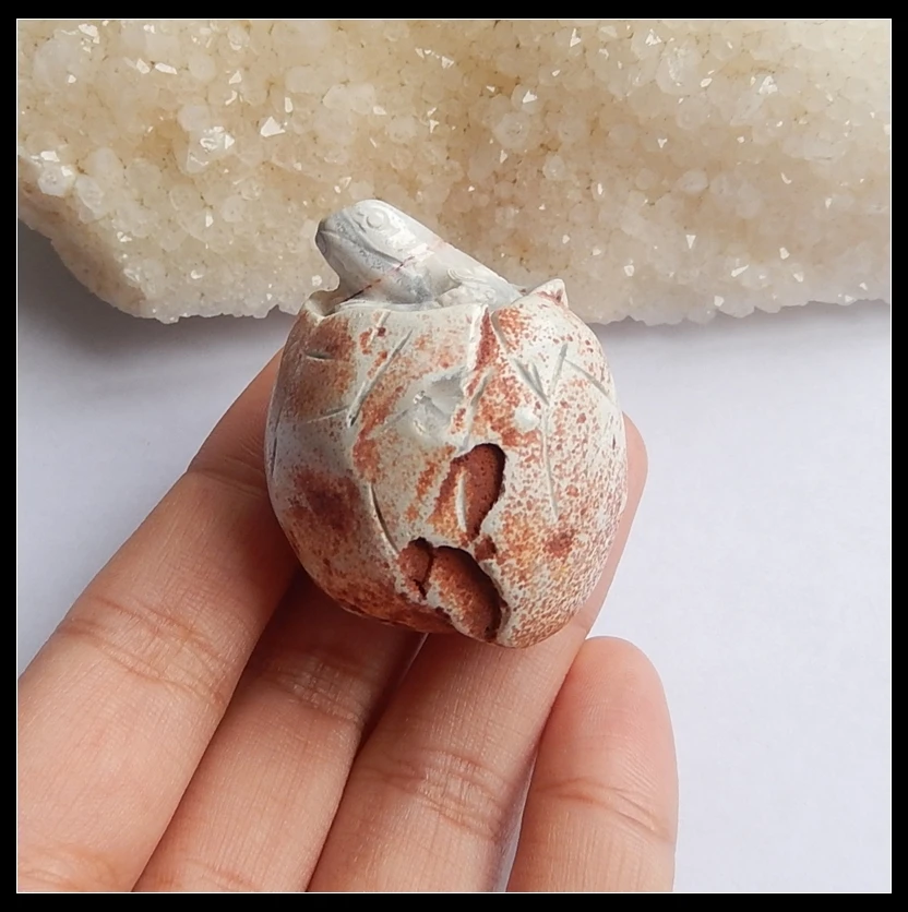 

So Cute!!!Wholesale 1Pcs Agate Carved Animal Egg Cabochon 39x32x28mm 41.4g Trendy Best Gift Accessories
