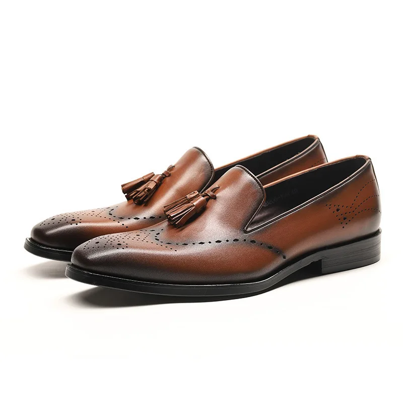 Мужская Повседневная новая модельная деловая кожаная классическая мужская обувь с кисточками, мужская кожаная обувь высокого качества