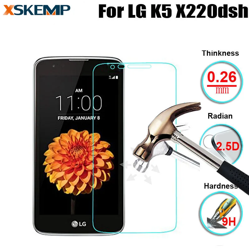 

For LG K5 X220 Transparent Tempered Glass 9H Anti-Scratch 2.5D Toughened HD Premium Screen Protector Film Protective Guard Phone