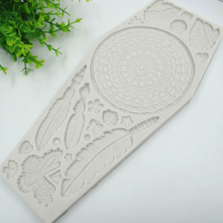 

Feather Butterfly Lace Cake Border Silicone Molds Wedding Cake Decorating Fondant Mold Chocolate Candy Fimo Clay Mould h975