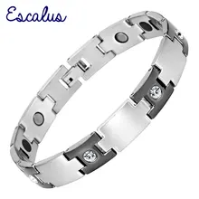 Escalus унисекс черный серебряный магнитный брендовый браслет PP Кристалл нержавеющая сталь ионное покрытие высшего качества био Шарм