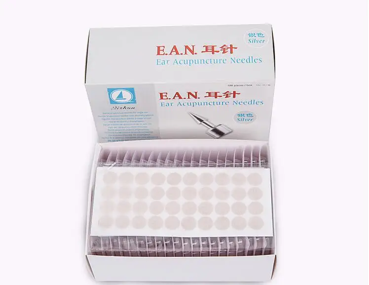 Qizhou ear acupuncture needle golden/silver ear pin point needle sterile press paste 100pcs disposable acupuncture needle