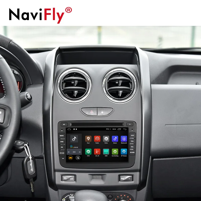 Discount NaviFly Android 7.1 Car DVD Player radio audio For Dacia/Sandero/Duster/Captur/Lada/Xray 2 Logan GPS Navi 4G WIFI BT RDS 5