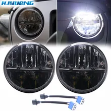HJYUENG 36w 7 Inch Led Driving Light H4 Hi & Lo Beam Round Drl Led Headlights for Jeep JK TJ Lada Niva 4x4 Hummer Offroad hjyueng for lada 4x4 urban niva 7 black led h4 headlight daymaker lamps headlamp for jeep wrangler jk tj lj land rover defender