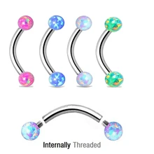 Showlove-1Pc синтетический опал шаровой с внутренней резьбой Изогнутые Брови штангу 16 г банан бровей, украшения для тела
