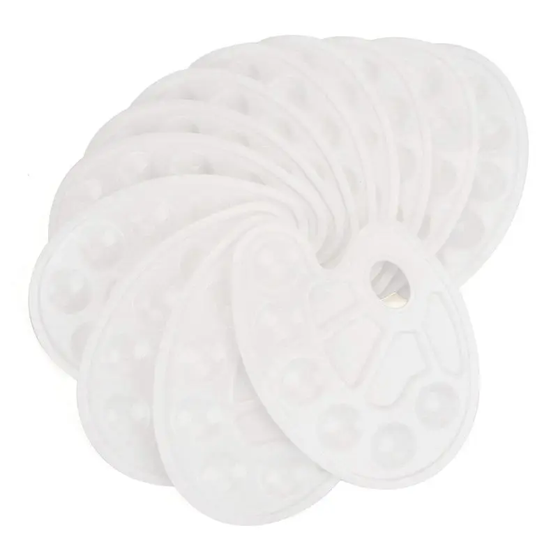 

White Paint Tray Palettes with Ten-well Thumb Hole - 12 Pack