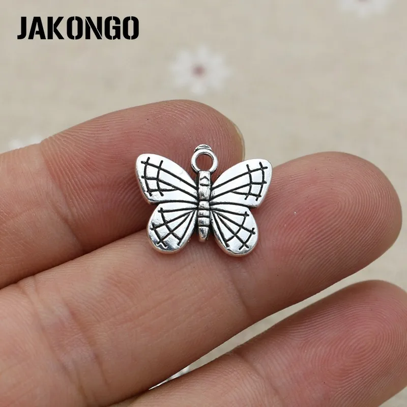 JAKONGO 10 шт. подвески бабочки античные серебряные для серьги изготовления
