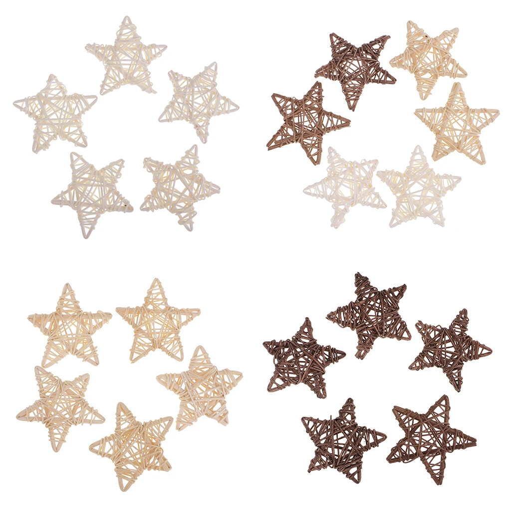 5/6pcs Vine Natural Star Shape Rattan Wicker Ball Christmas Tree Ornament for Home Table Ornament Garden Wedding Party Decor 7cm