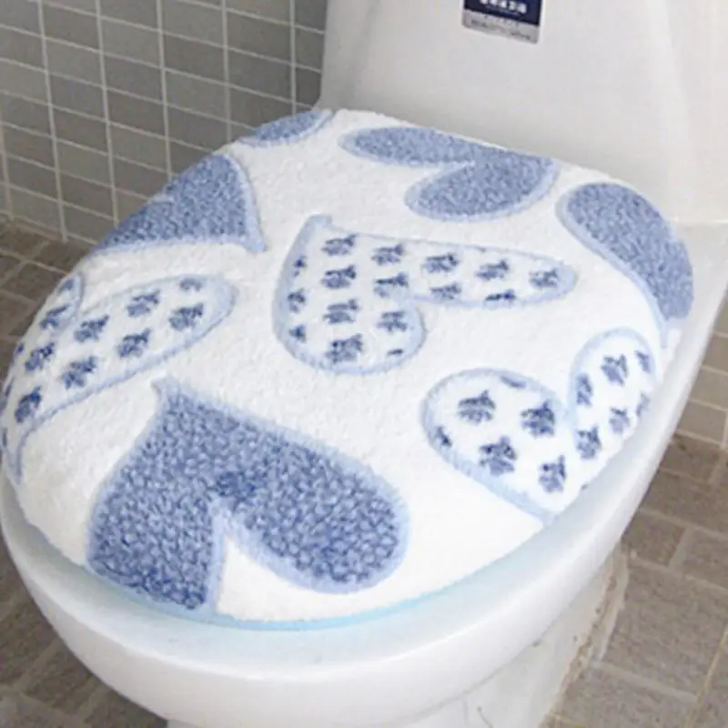1 X Ванная комната Теплее стульчак Pad Коврики+ 1 X Мягкие Closestool моющиеся Крышка верхняя крышка