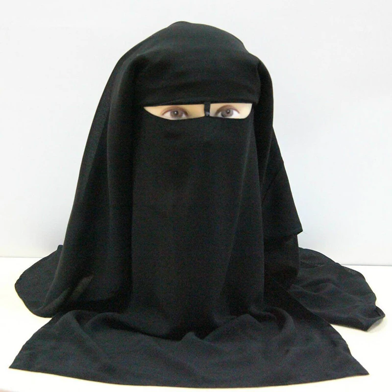 Мусульманская бандана шарф мусульманский 3 слоя Niqab Паранджа черная Обложка для