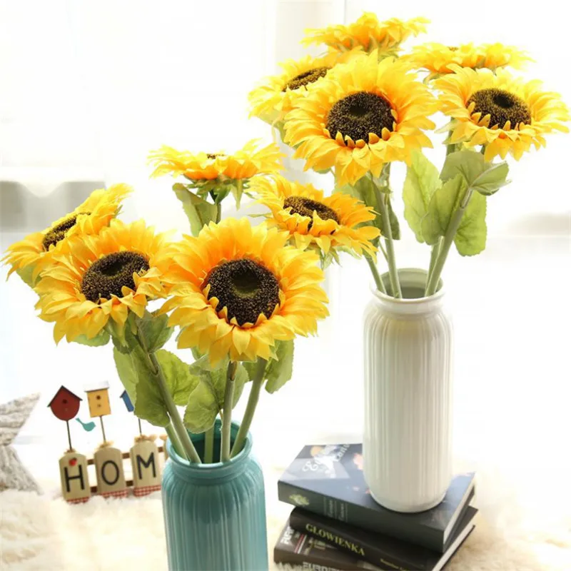 

2/3/5 PCS Artificial Silk Sunflower Home Wedding Decorative Fake Flower Single Sunflower Party Garden Decoration Autumn Flower