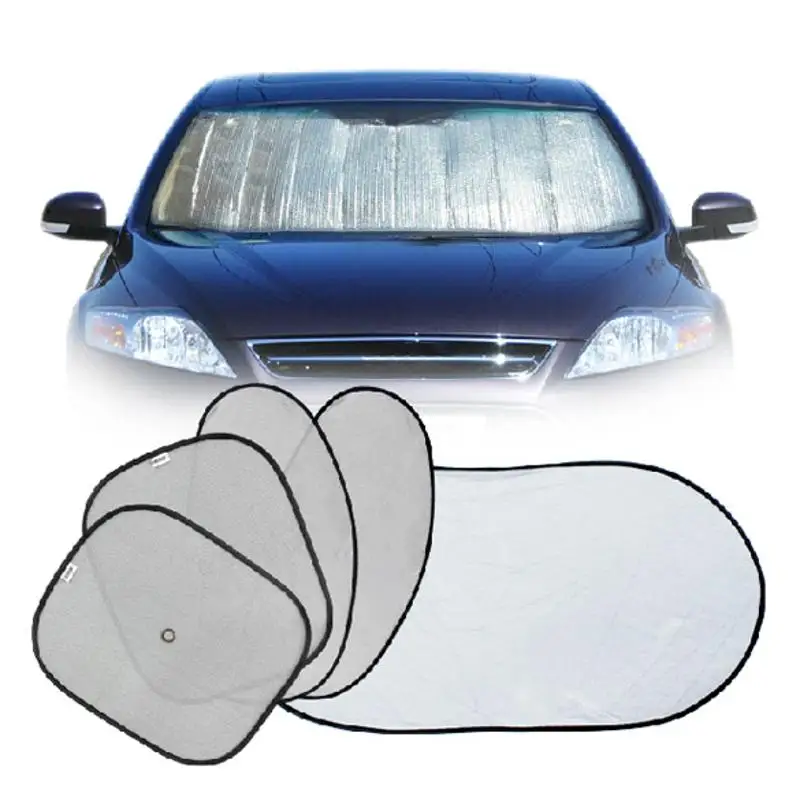 Складной посеребренный Светоотражающий козырек для лобового стекла автомобиля, солнцезащитный козырек, чехол на присоске, автомобильный солнцезащитный козырек, шторка, 6 шт