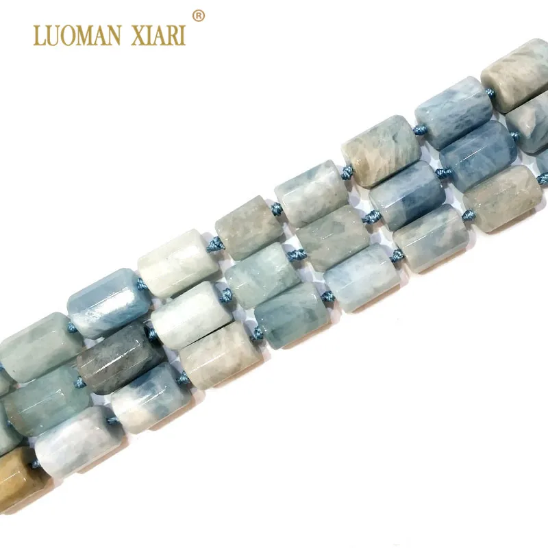 Цилиндрические бусины из искусственного камня LUOMAN XIARI Aquamarin для самостоятельного