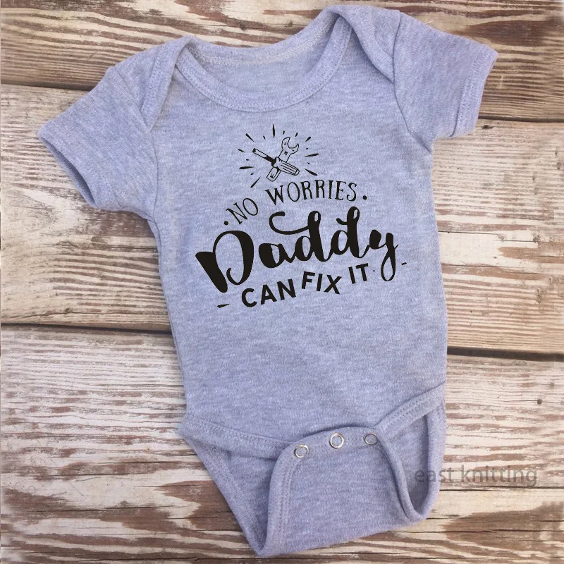 

Baby newborn bodysuit print No Worries Daddy cotton infant toddler girl short sleeve jumpsuit sunsuit funny clothes casual
