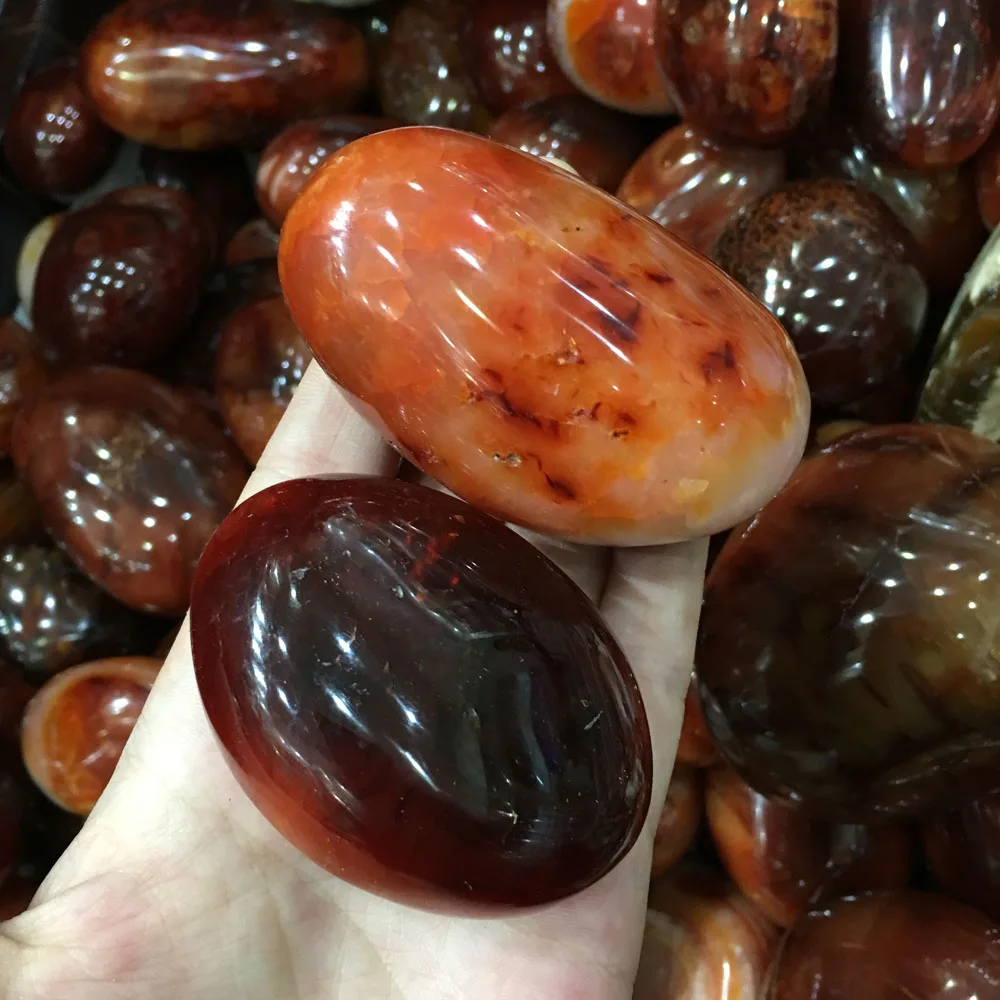 

1kg Natural Smooth Polished quartz crystal Stone red Agate for sale