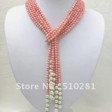 Благородное Настоящее розовое Коралловое пресноводное жемчужное ожерелье! Вам понравится