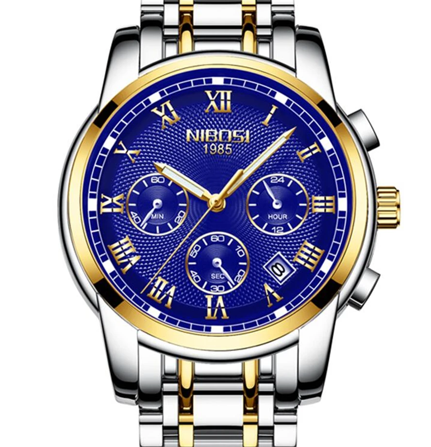 

NIBOSI Men Fashion Sport Quartz Clock Mens Watches Top Brand Luxury Full Steel Business Waterproof Watch Relogio Masculino